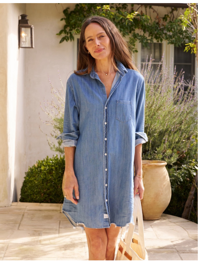 Frank & Eileen Mary Denim Shirtdress Xl Italian Cotton Made In Usa